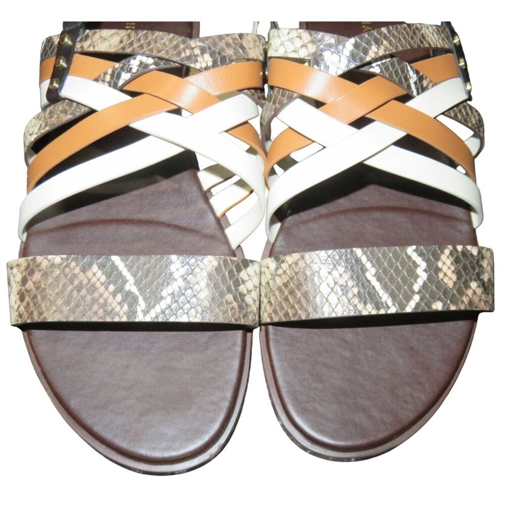 Cole Haan Francie Snakeskin Embossed Braided Leather Slingback Multicolor Sandal - Picture 2 of 7